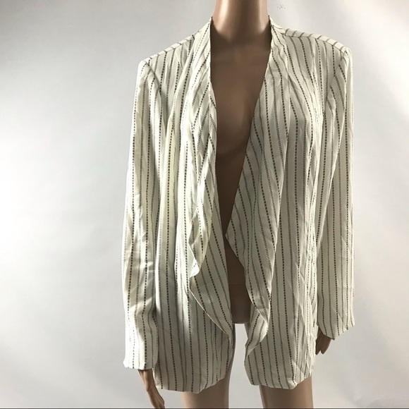 Chico’s Striped Drape Blazer Size 2 /12-14 White - Picture 1 of 7